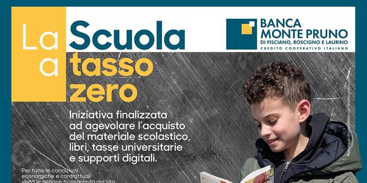 Scuola a tasso zero: si rinnova l’iniziativa della Banca Monte Pruno per agevolare le famiglie