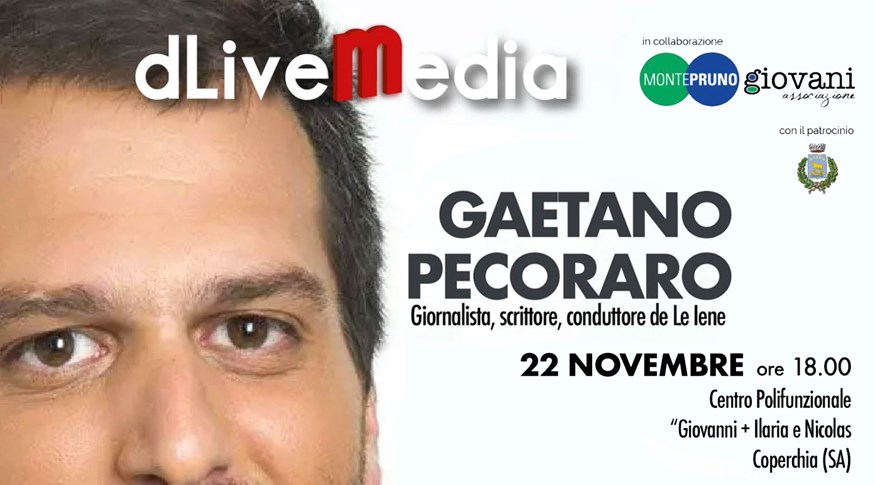 Gaetano Pecoraro de “Le Iene”ad un evento dell’Associazione Monte Pruno Giovani, dLiveMedia e Comune di Pellezzano