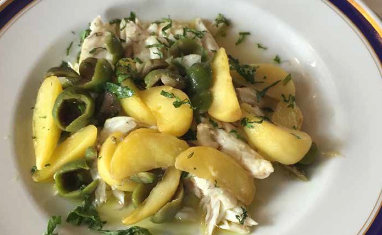 Pezzogna con olive e patate