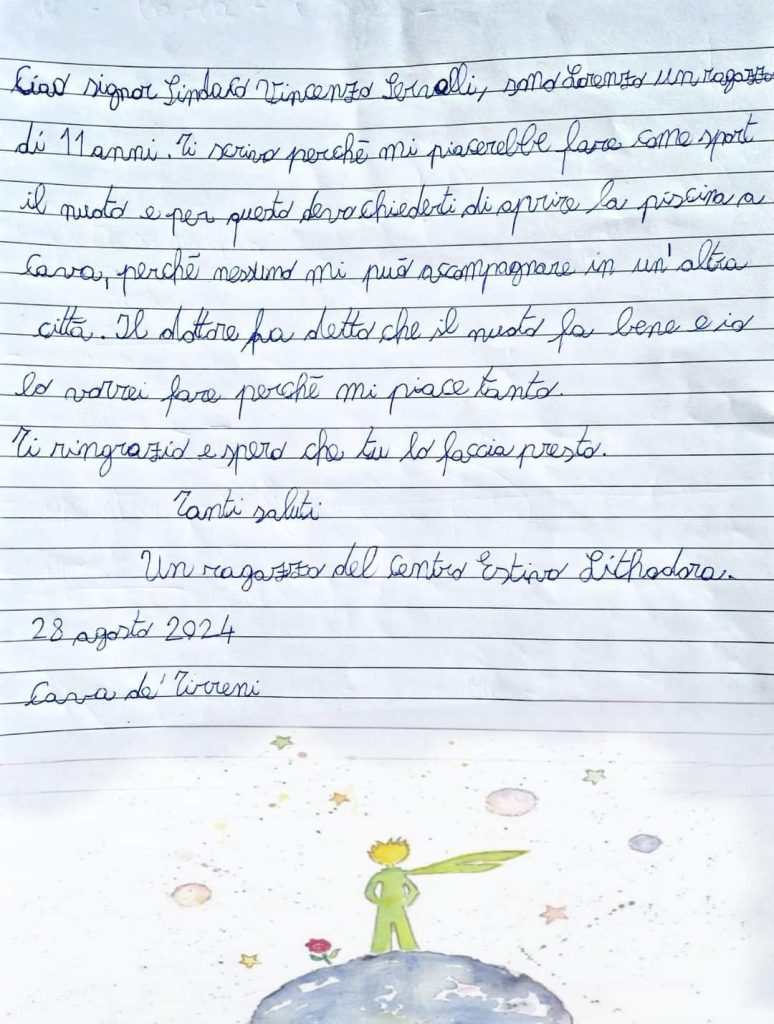 «Caro sindaco Servalli, riapri la piscina di Cava de’ Tirreni»
