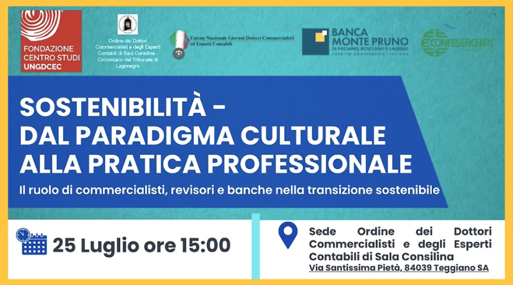 La BCC Monte Pruno protagonista del prossimo convegno sulla Sostenibilità organizzato dall’ODCEC di Sala Consilina