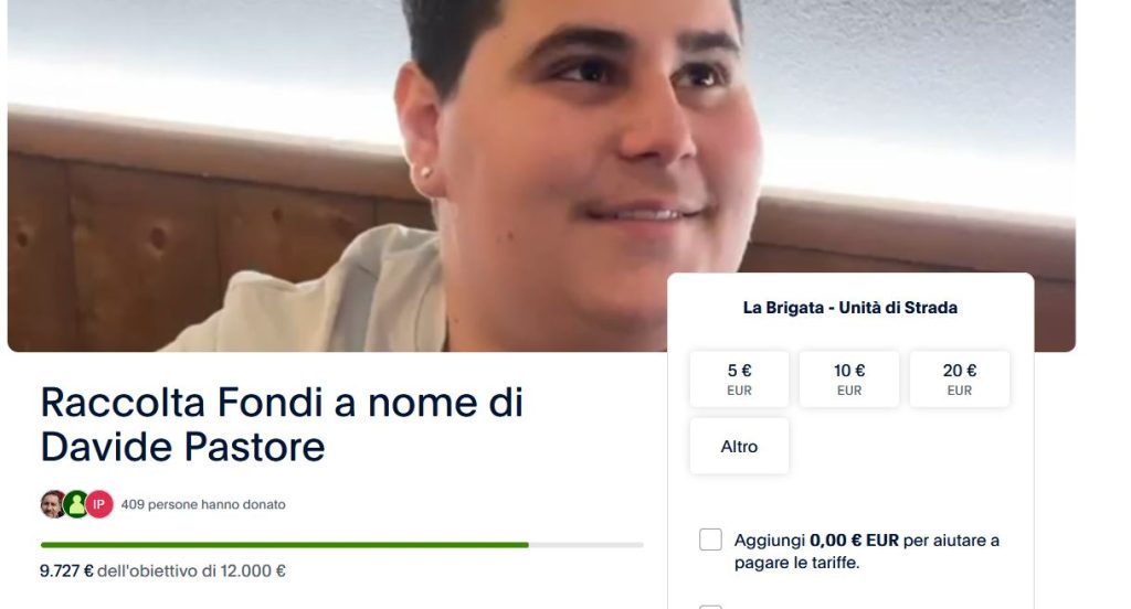 Salerno, un aiuto ad Agostino nel ricordo di Davide