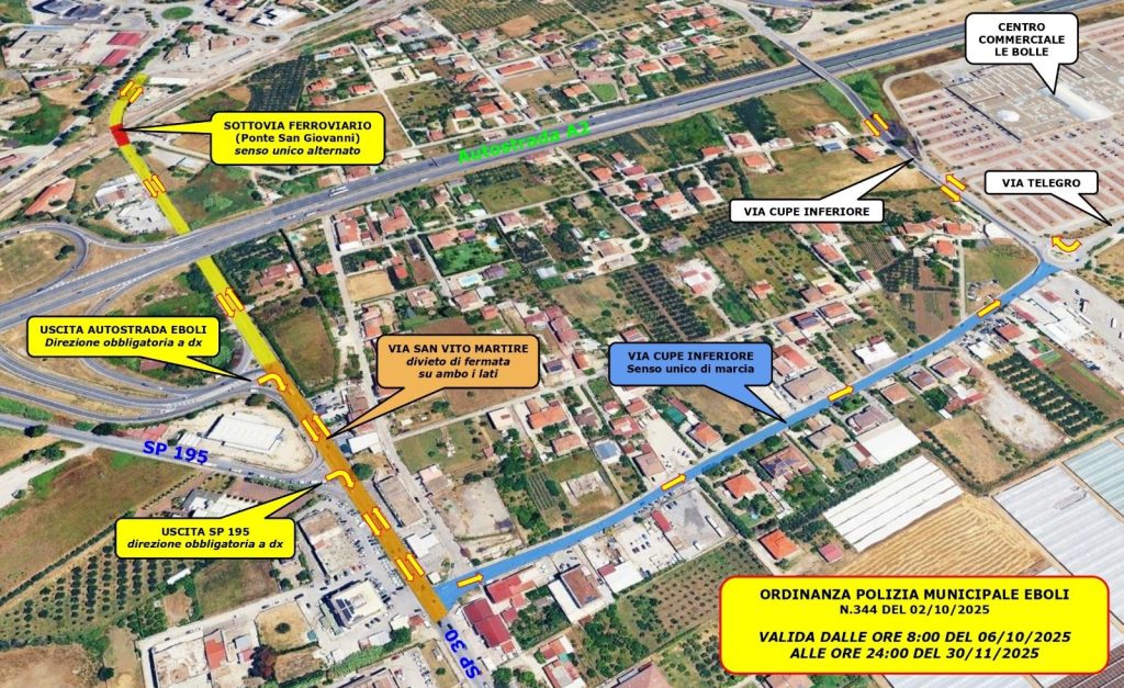 Eboli, lavori per l’alta velocità: c’è il piano traffico