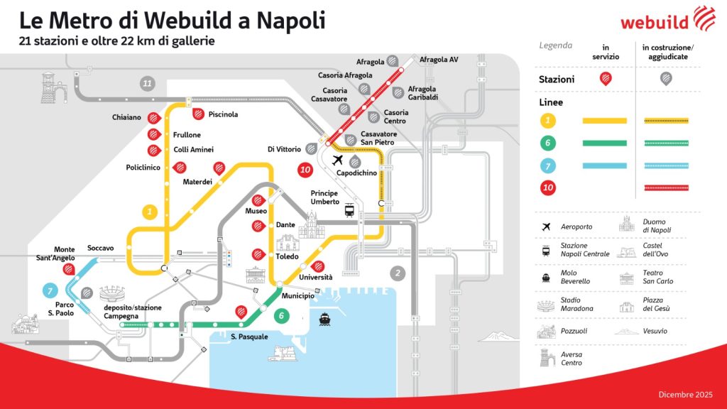 Opere pubbliche, nuova linea Metropolitana di Napoli: il primo lotto affidato a “Webuild”